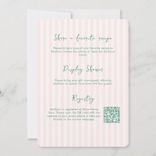 Hand-Drawn Palm Springs Pink Green Bridal Shower 招待状 (裏面)