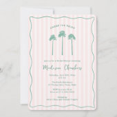 Hand-Drawn Palm Springs Pink Green Bridal Shower 招待状 (正面)