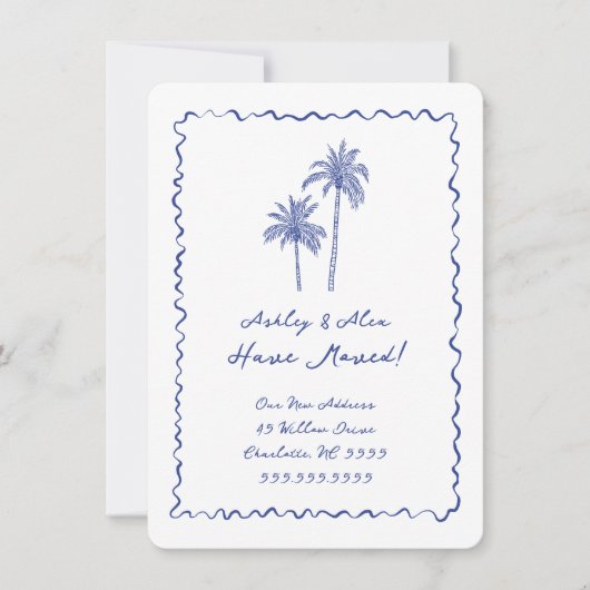 Hand Drawn Palm Tree Moving Announcement 招待状 (正面)