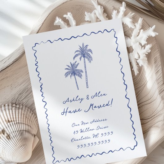 Hand Drawn Palm Tree Moving Announcement 招待状