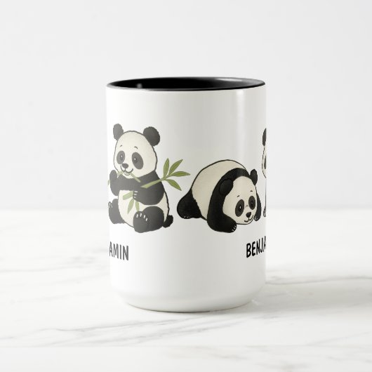Hand Drawn Panda Bear Custom Cute マグカップ (中央)