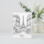 Hand drawn Paris France Scene Landmark ポストカード (スタンド正面)