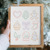 Hand Drawn Pastel Christmas Girly Coquette Pink ポスター