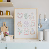 Hand Drawn Pastel Christmas Girly Coquette Pink ポスター