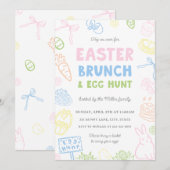 Hand Drawn Pastel Easter Brunch & Egg Hunt Invites (正面/裏面)