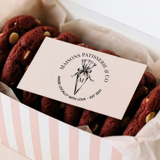 Hand Drawn Pastry Piping Bag Monogram Bakery Shop ラバースタンプ