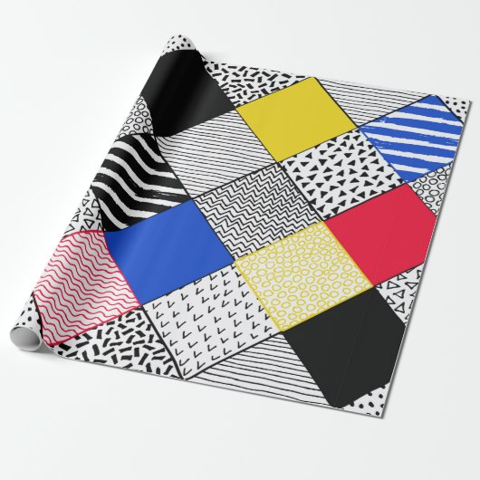 Hand Drawn Patchwork Background. Childish textured ラッピングペーパー (アンロールド)