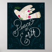 Hand drawn Peace on Earth Dove Poster ポスター (正面)