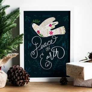 Hand drawn Peace on Earth Dove Poster ポスター