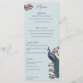 Hand-Drawn Peacock Chinoiserie Wedding Menu メニュー (正面)