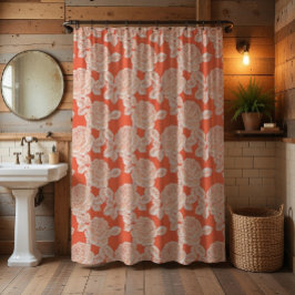 Hand Drawn Peony Floral  シャワーカーテン