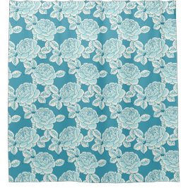 Hand Drawn Peony Floral  シャワーカーテン