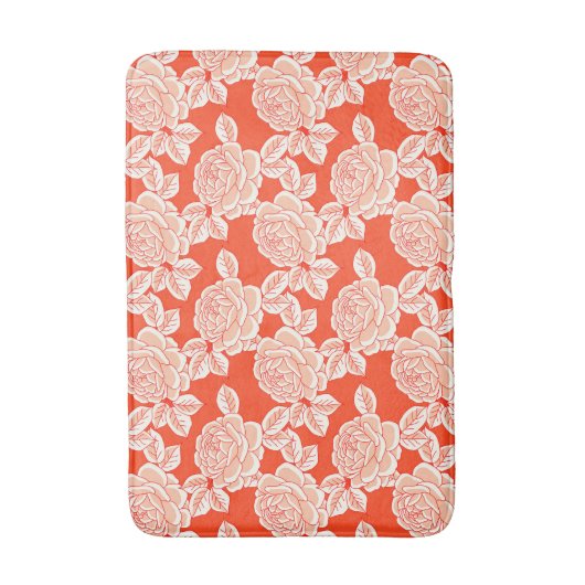 Hand Drawn Peony Floral  バスマット (正面縦)