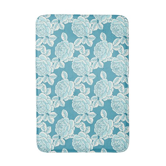 Hand Drawn Peony Floral  バスマット (正面縦)