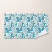 Hand Drawn Peony Floral Blue Towel Set バスタオルセット (ハンドタオル)
