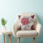 Hand-Drawn Peony Throw Pillow Cover Elegant Crimso クッション (椅子)