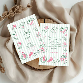 Hand Drawn Perfect Matcha Green Bridal Shower サンキューカード