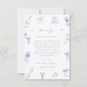 Hand Drawn Photo Dusty Blue Wedding  サンキューカード (正面)