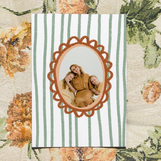 Hand-Drawn Photo Frame Striped Mother's Day カード
