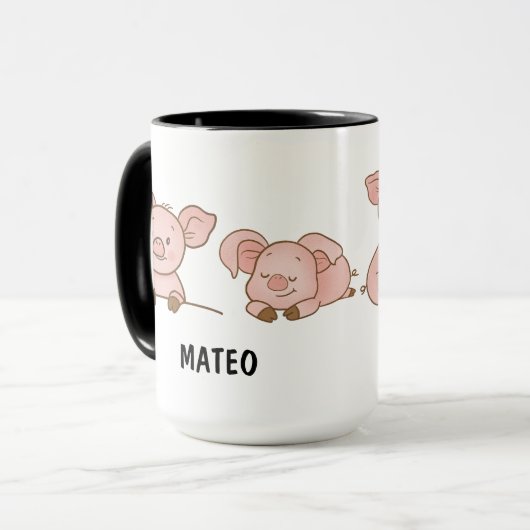 Hand Drawn Pig Custom Cute マグカップ (正面左)