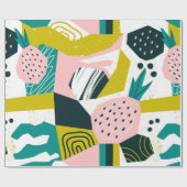 Hand drawn pineapples and various shapes, spots, d ラッピングペーパー (フラット)