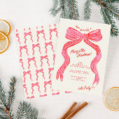 Hand Drawn Pink and Red Bow Christmas Party 招待状