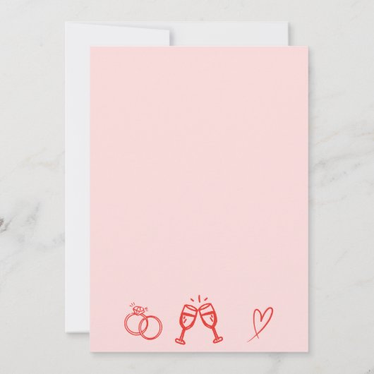 Hand Drawn Pink Any Year Wedding Anniversary Party 招待状 (裏面)