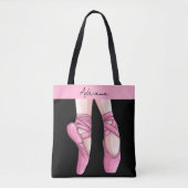 Hand drawn Pink Ballet Shoes トートバッグ (正面)