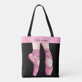 Hand drawn Pink Ballet Shoes トートバッグ (裏面)