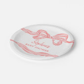 Hand Drawn Pink Bow Girl Baby Shower ペーパープレート (アングル)