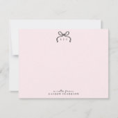 Hand Drawn Pink Bow Monogram Note Card 招待状 (正面)