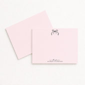 Hand Drawn Pink Bow Monogram Note Card 招待状