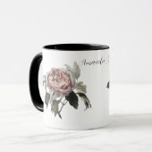 Hand drawn pink cabbage rose (PERSONLIZE) マグカップ (正面左)