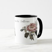 Hand drawn pink cabbage rose (PERSONLIZE) マグカップ (正面右)