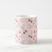 Hand-drawn Pink Cherry Coquette Seamless Pattern コーヒーマグカップ (中央)