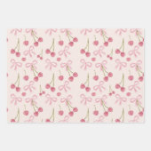  Hand-drawn Pink Cherry Coquette Seamless Pattern ラッピングペーパーシート (正面2)