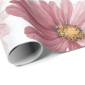 Hand Drawn Pink Daisy White Floral Pattern ラッピングペーパー (ロールコーナー)