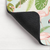 Hand drawn pink flamingo and monstera leaves. Seam マウスパッド (コーナー)