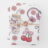 Hand-drawn Pink Girly Elements Seamless Pattern ラッピングペーパーシート (インサイチュ)