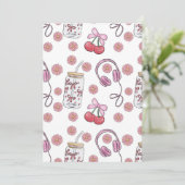 Hand-drawn Pink Girly Elements Seamless Pattern 招待状 (スタンド正面)