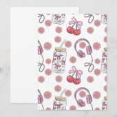 Hand-drawn Pink Girly Elements Seamless Pattern 招待状 (正面/裏面)