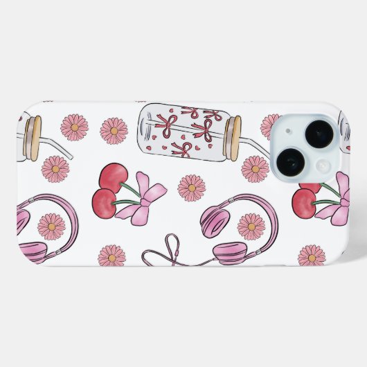 Hand-drawn Pink Girly Elements Seamless Pattern Case-Mate iPhoneケース (裏面 (横))