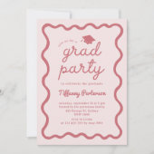 Hand Drawn Pink Graduation Party Invitation 招待状 (正面)