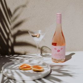 Hand-drawn Pink Lips Valentine's Day Bridal Shower スパークリングワインラベル