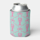 Hand-drawn Pink Lobster and Coquette Bows Cooler 缶クーラー (缶正面)