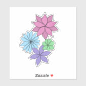 Hand-Drawn Pink, Purple, Blue, Mint Flower Sticker シール (シート)