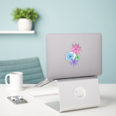 Hand-Drawn Pink, Purple, Blue, Mint Flower Sticker シール (デスク上のノートパソコン)
