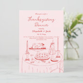 Hand Drawn Pink & Red Handwriting Thanksgiving  招待状 (スタンド正面)