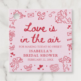 Hand Drawn Pink Red Hearts Valentine Bridal Shower フェイバータグ