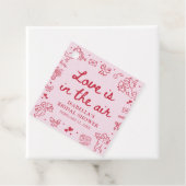 Hand Drawn Pink Red Hearts Valentine Bridal Shower フェイバータグ (インサイチュ)